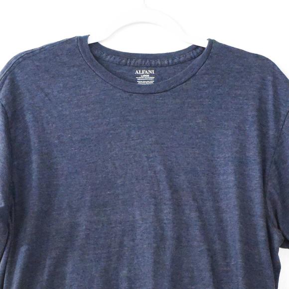 Alfani Mens Blue Gray Cotton T-Shirt Heathered Solid Casual Crew Short Sleeve L - Picture 2 of 5